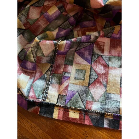 Vintage Handmade Blouse 1990’s Jeweltone Geometric Print Woman's Size 10 - Picture 5 of 9